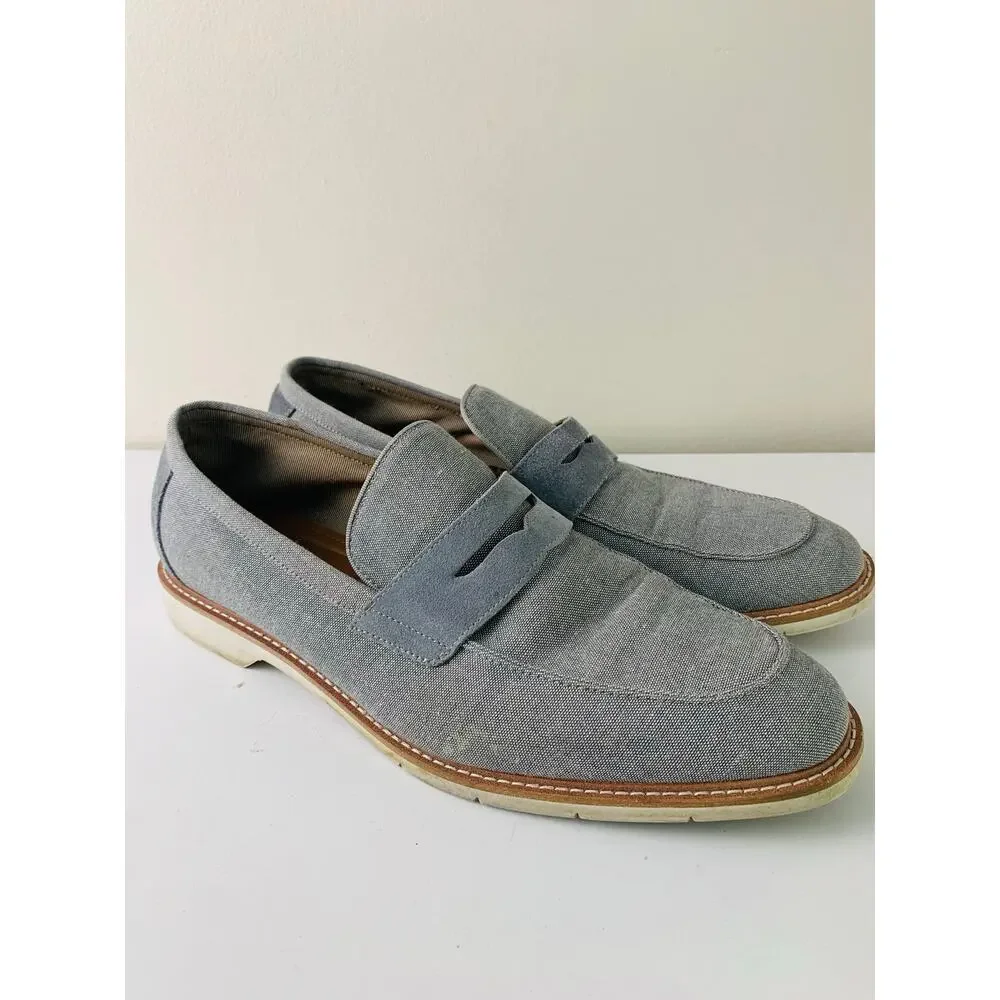 Steve Madden Normin Canvas Penny Loafer In Gray Fabric Leather Men's Size 12